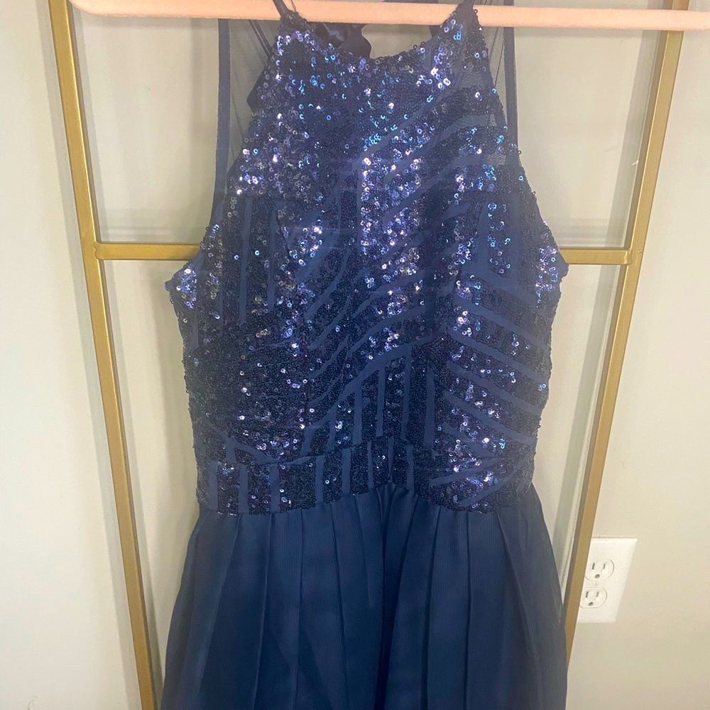B.Darling high neck navy blue dress